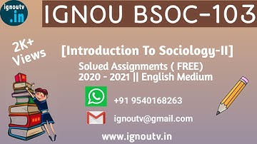 IGNOU BSOC-103 Solved Assignment January 2021 [FREE] || IGNOU BASOH || BSOC-103 || IGNOU TV ||