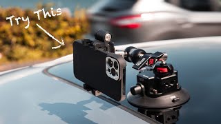 How to best setup your phone to film yourself whilst driving. Inside / outside car. Best kit to use.
