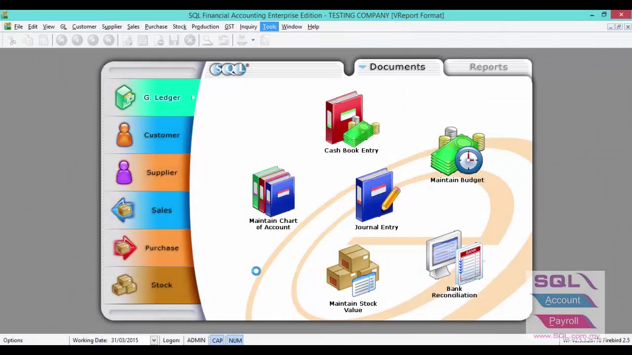 SQL ACCOUNT SOFTWARE | Tool Option Interface (tool setting ...