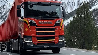 Driving a Scania R 650 V8 in Switzerland