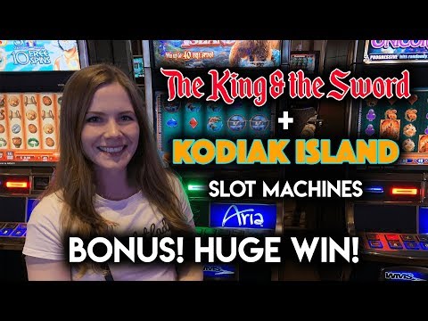 HUGE WIN!! Kodiak Island and The King and The Sword Slot Machines!!