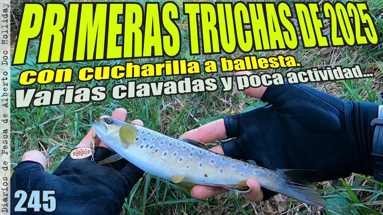 PRIMERAS TRUCHAS DE 2025 CON CUCHARILLA A BALLESTA. VARIAS CLAVADAS PERO CON POCA ACTIVIDAD