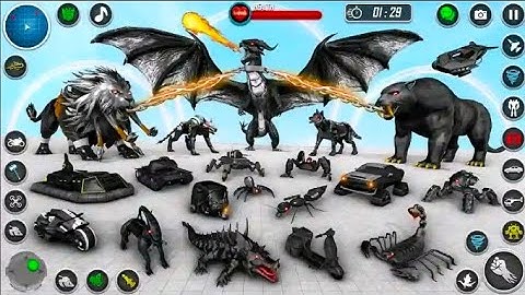 Elephant Robot Vs Lion Robot Transform War: Multi Animal Robot Car Game 2023 - Android iOS Gameplay