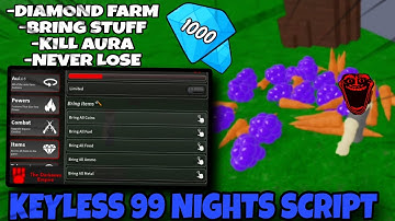 99 Nights In The Forest Script *NO KEY* - Auto Farm Diamonds, Bring Items, Kill Aura, Auto Fuel 