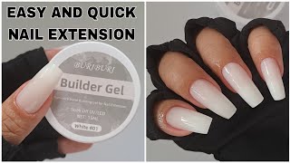 How To Apply BuriBuri Solid Builder Gel - Easy White Non Stick Hand Nail Extension Gel for Nails screenshot 1