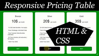 Pricing Table using HTML | CSS