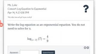 Convert Log Equation to Exponential