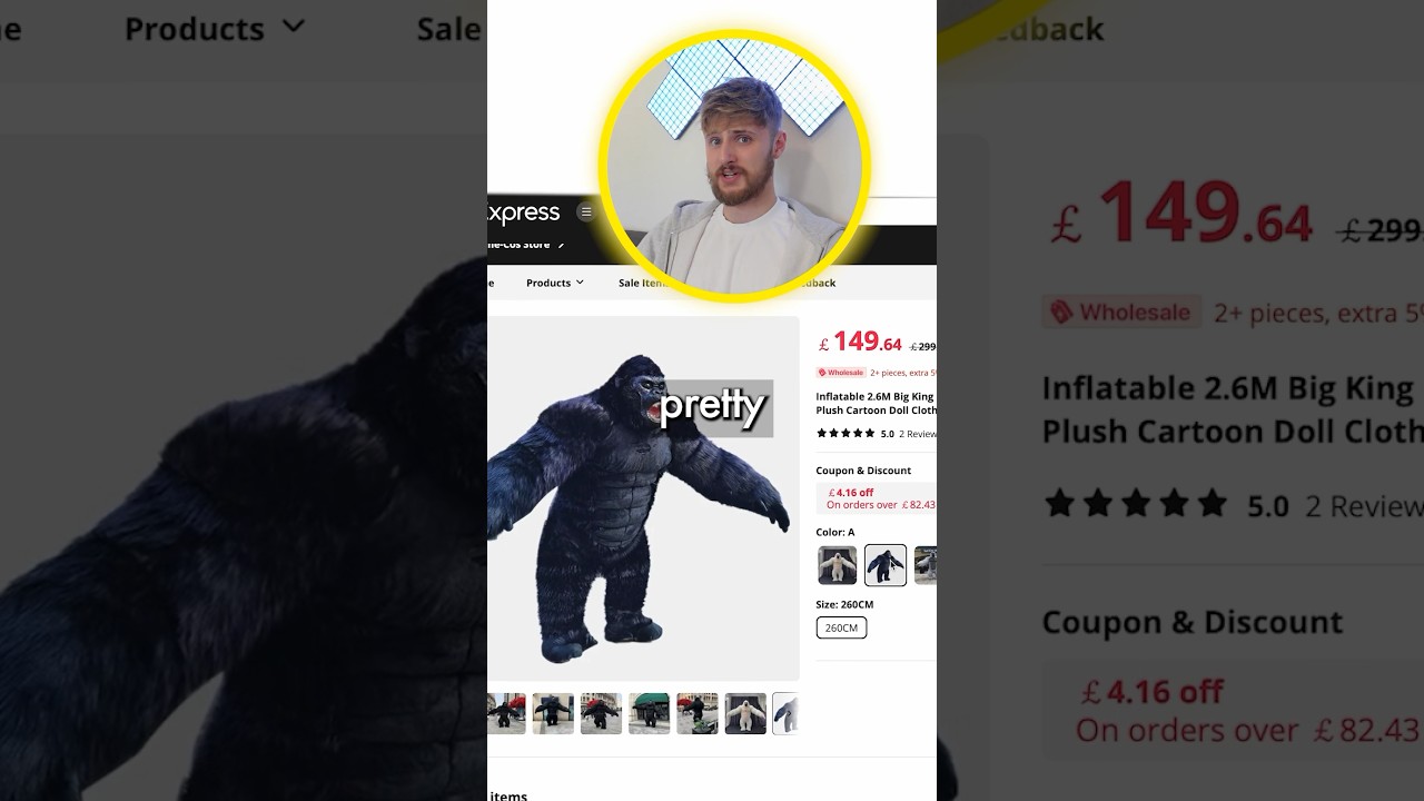 Гигантский костюм гориллы от Wish 😳 