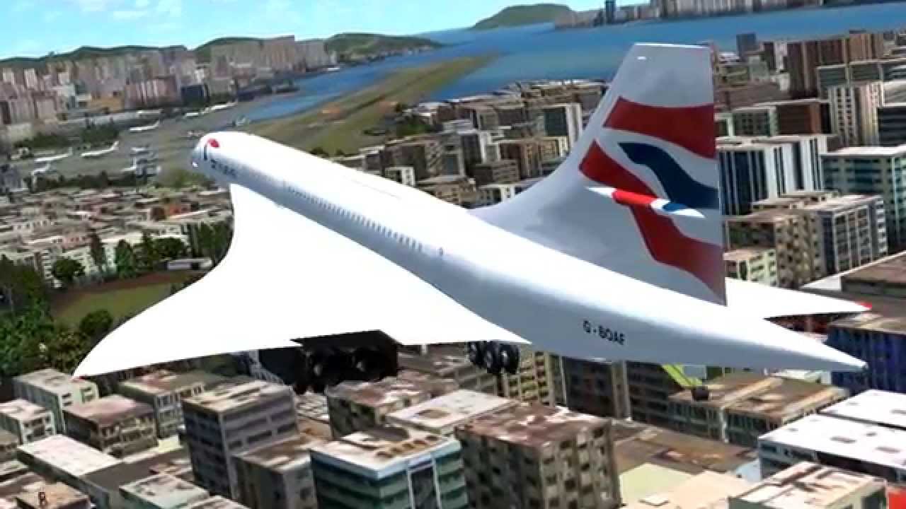 British Airways Concorde Kai Tak Landing [FSX HD]
