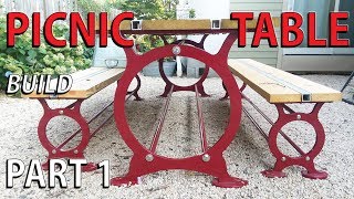 The heavy duty steel wood and aluminum picnic table (patio table or garden table if you prefer) begins construction in this video - 