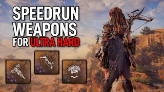 The Weapons used in Horizon Forbidden West Speedruns before the DLC