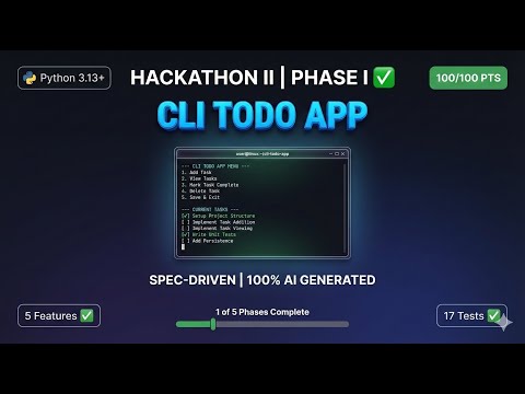 Spec-Driven CLI Todo App | 100% AI-Generated Code | Python 3.12 + Claude Code | Hackathon Phase I