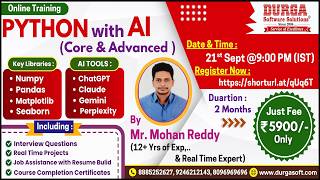 PYTHON with AI (CORE & ADVANCED) Online Training @ DURGASOFT