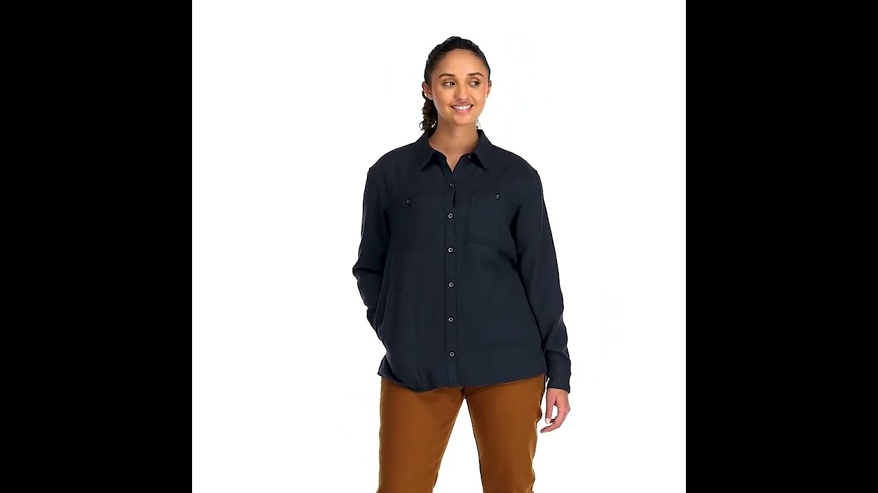 Twill Utility-Pocket Tunic Camp Shirt for Women