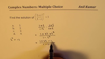 Solve Complex Number Equation (1+1/1-i)^n = 1  SAT GCSE IIT JEE | ACT