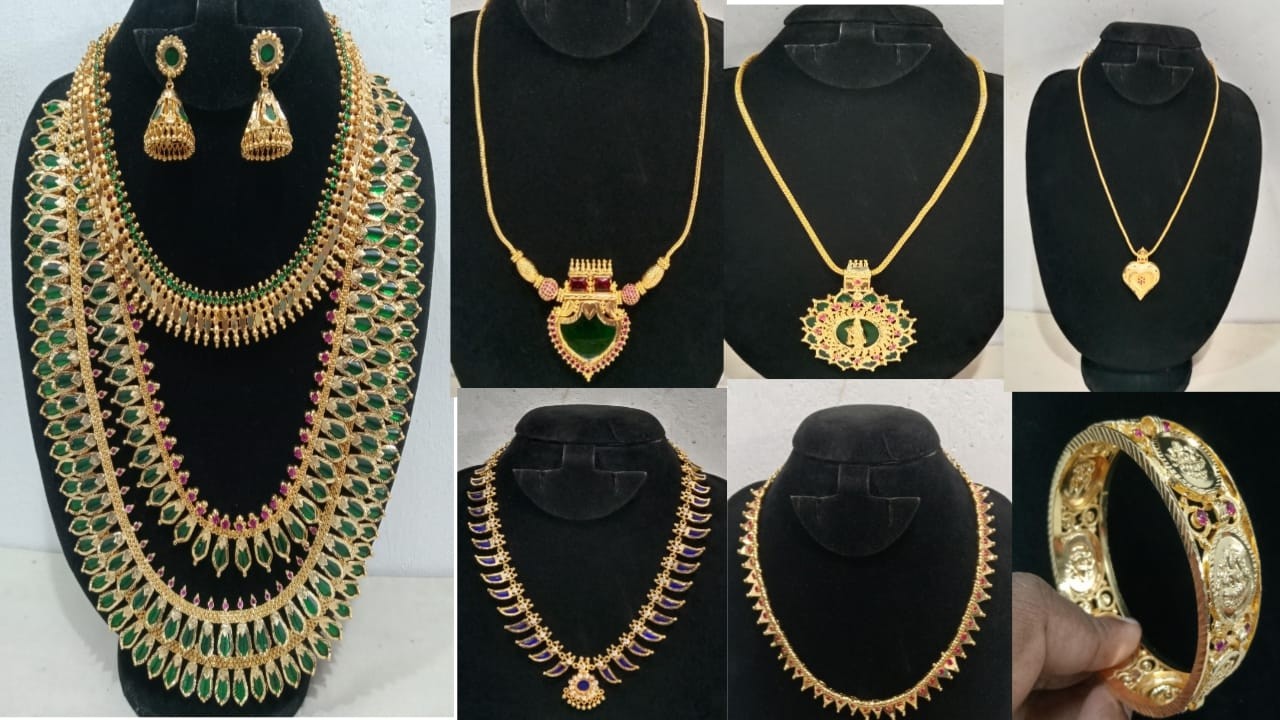 Kerala Traditional Gold Plated Necklace Collection With Price. All India Delivery.