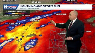 Severe storms with wind, hail and lightning Monday and Wednesday