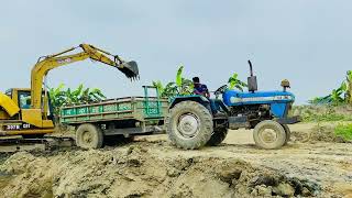 Jcb 3dx loading mahindra tractor 4×4 stuck in mud || Sonalika tractor || Tractor power test || 907