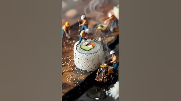 Tiny Workers Build Giant Sushi | Miniature Food Construction Animation  #aiart #aicontent