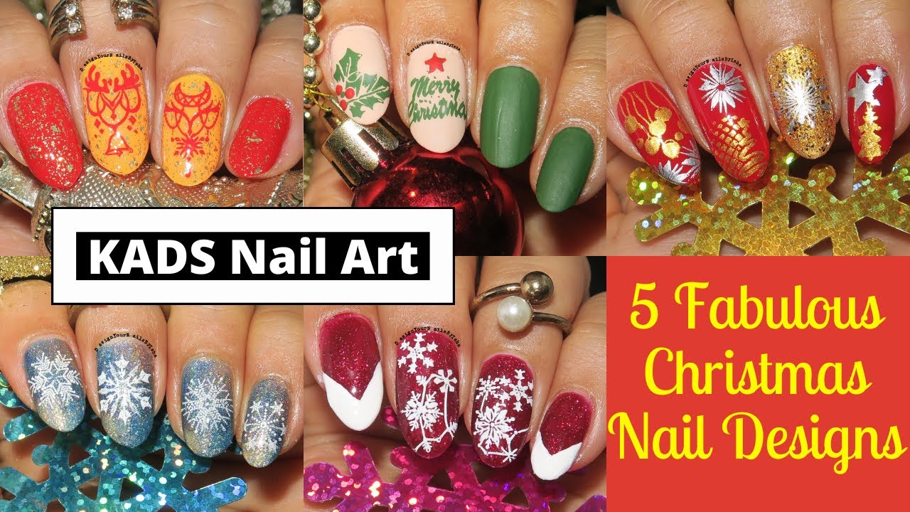 5 Christmas Nail Designs 2021 | KADS Nail Stamping Plates | Discount Code | DesignYourNailsByIsha