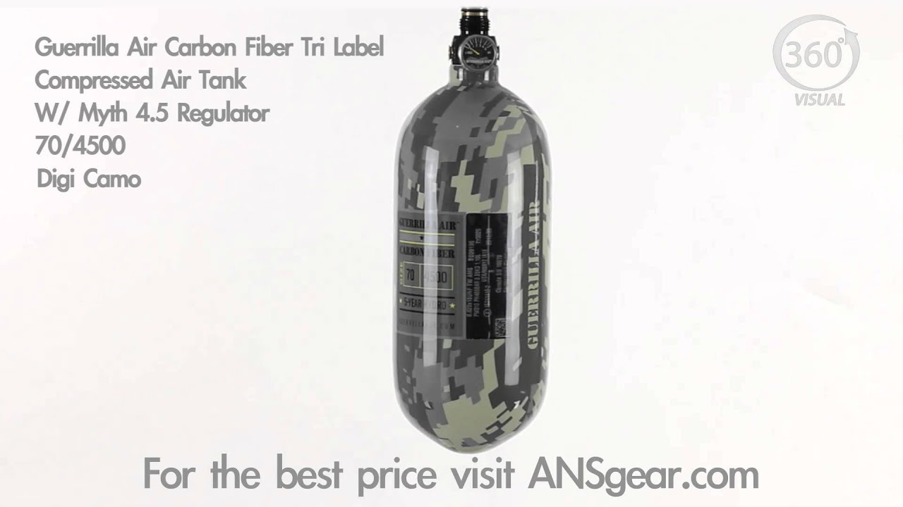 Guerrilla Air Tri Label Compressed Air Tank - 70/4500 - Digi Camo - Visual 360