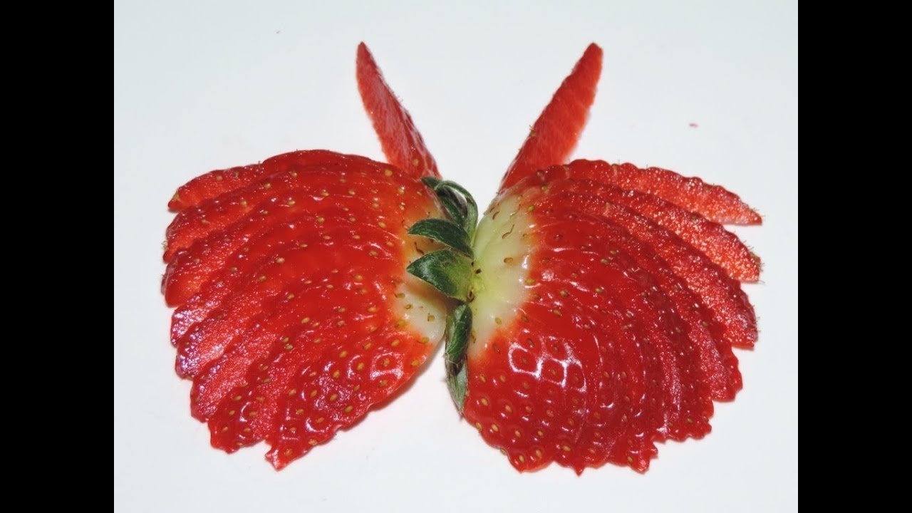 Butterfly made of Strawberry - By J.Pereira Art Carving Fruit - YouTube