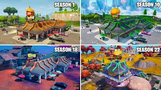 Evolution of Greasy Grove and Durr Burger in Fortnite (Season 1 - Season 22)