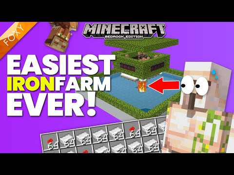 Thumbnail For EASY Iron Farm for Minecraft Bedrock Tutorial - 100% Reliable