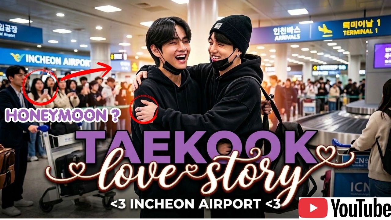 HONEYMOON? ✈️ TAEKOOK LOVE STORY ♡ at Incheon Airport 🥂
