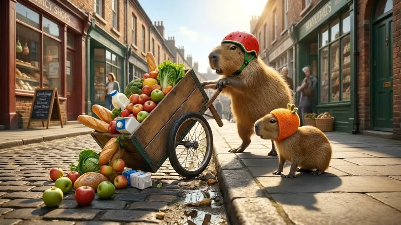 Capy Dad Takes Veggies to Market but Cart Breaks | Capybara Cute & Capybara Facts