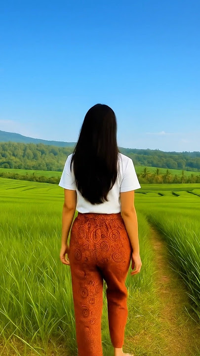 siapa mau ikut? cewek cantik jalan-jalan di sawah  #relaxing #asmrsounds