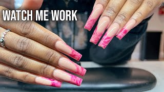 Watch Me Work: Acrylic Fill + Marble Frenchies | She broke her nail by Vee Nailedit 10,356 views 8 months ago 19 minutes