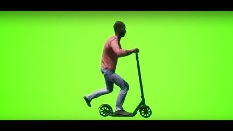 African man riding and having fun in the street, realistic 3D people rendering isolated on green