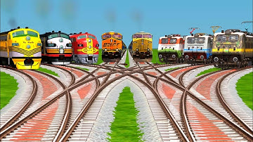 8 Mega Fast Trains Passing Risky Level Crossing Bumpy Tracks | Realistic Trains Crossing Videos 