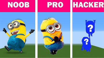 Minions - Pixel Art in Minecraft - How to Draw? Noob vs Pro vs Hacker