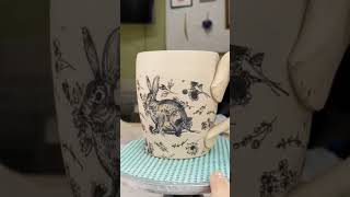 Using two underglaze transfers. | Sanbao and Ceramica Underglaze Transfers | #underglaze #pottety