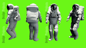 Astronaut walking. Loopable animation on green screen. 4k