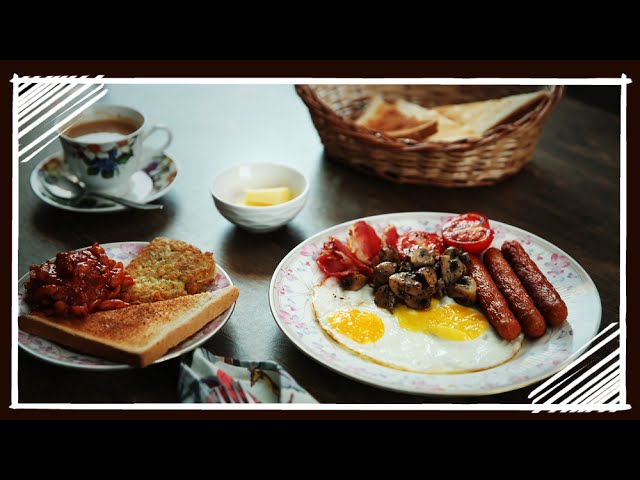 British Breakfast - Hash Browns, Baked Beans, Mushrooms, Sausages, Bacon & Eggs | Get Curried