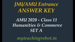 AMU2020 Answer Key|2020 Class 11| Humanities| Commerce| 2020 Entrance| AMU old questions and answers