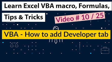 Add Developers tab Excel VBA Basics
