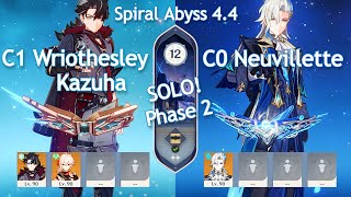 [SOLO] C1 Wriothesley Duo x C0 Neuvillette Solo - Spiral Abyss 4.4 | Floor 12 | Genshin Impact