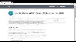 How to Start a LLC in Texas | TX Secretary of State 