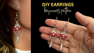 DIY earrings. Easy tutorial. Beginners beading pattern