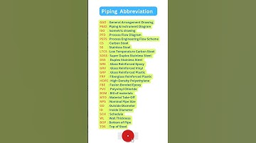 Piping Abbreviations | Piping important Full Forms #shorts #short #piping #pipefitter