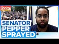 Senator pepper sprayed in New York while trying to keep the peace | Today Show Australia