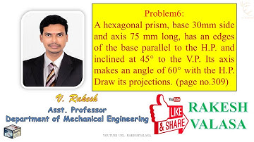 problem 6, Projections of solids-2 (hexagonal prism) solutions in AutoCAD