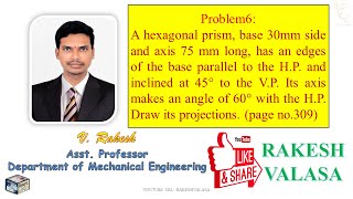 problem 6, Projections of solids-2 (hexagonal prism) solutions in AutoCAD Net Worth