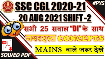 SSC CGL 2021 MATHS PAPER SOLUTION ALL SHIFTS | 20 AUG SHIFT 2 | PYS