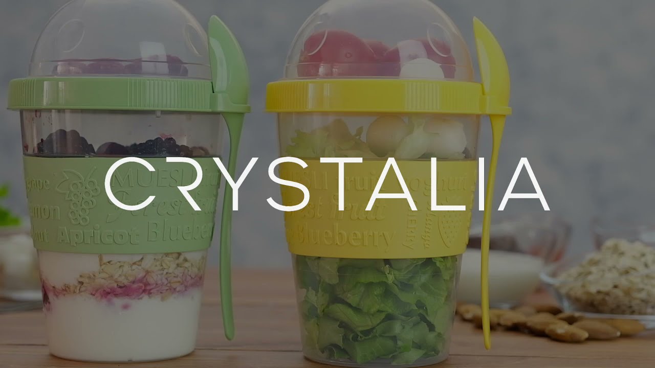 CRYSTALIA Yogurt Parfait Cups with Lids, Breakfast On the Go