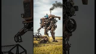 Watch This Epic Giant Mech Created From Old Farm Equipment Walk Through A Rice Field